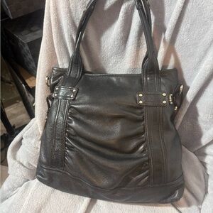 b. makowsky Black Leather Shoulder Bag